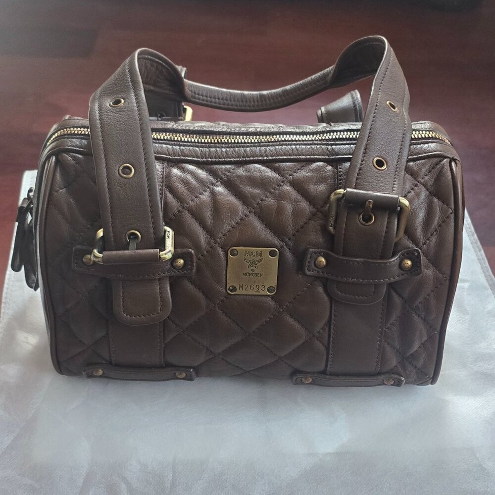 MCM Quilted Boston Bag